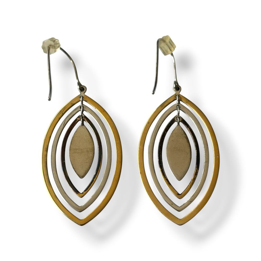 Saks Fifth Avenue Sterling Silver 925 2-Tone Marquise Dangle Earrings - China